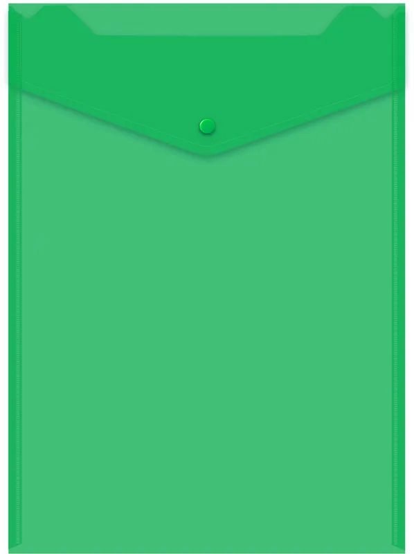 Конверт на кнопке Бюрократ -PK875/1 A4 верт. пластик 0.18мм ассорти