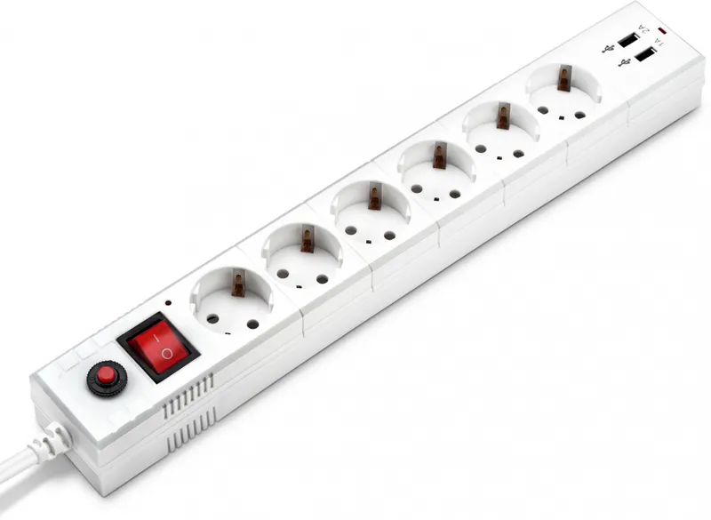 Сетевой фильтр Buro BU-SP3_USB_2A-W 3м (6 розеток) белый (коробка)