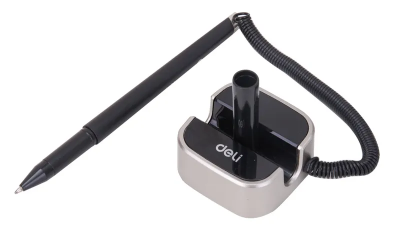 Ручка гелев. Deli E6797black черный d=0.7мм черн. черн. на подставке линия 0.55мм