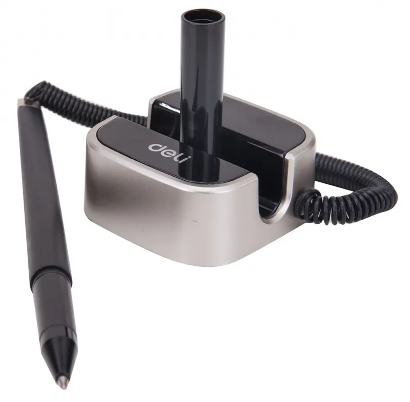 Ручка гелев. Deli E6797black черный d=0.7мм черн. черн. на подставке линия 0.55мм