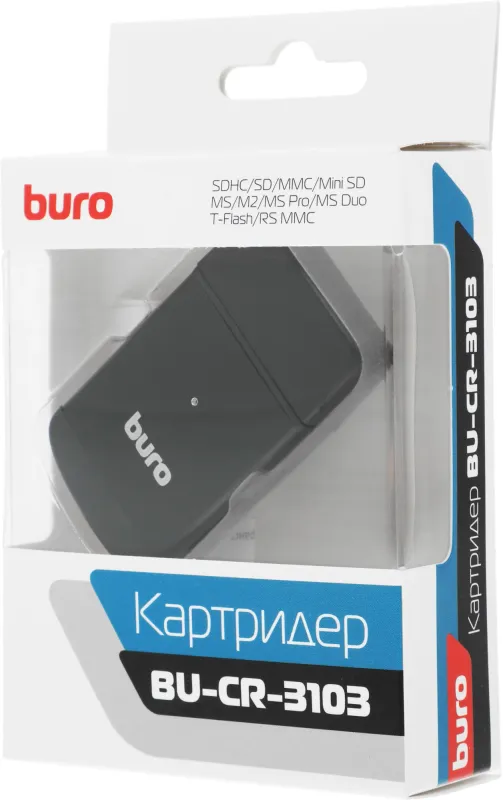 Устройство чтения карт памяти USB2.0 Buro BU-CR-3103 черный