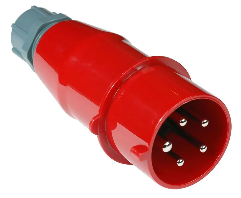 Вилка IEC 309 трехфазная, 32A, 380V, разборная, красная