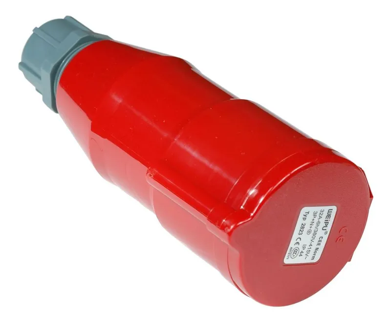 Вилка IEC 309 трехфазная, 32A, 380V, разборная, красная