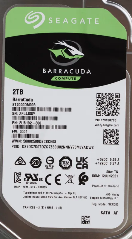 Жесткий диск Seagate SATA-III 2TB ST2000DM008 Desktop Barracuda 4KN (7200rpm) 256Mb 3.5"