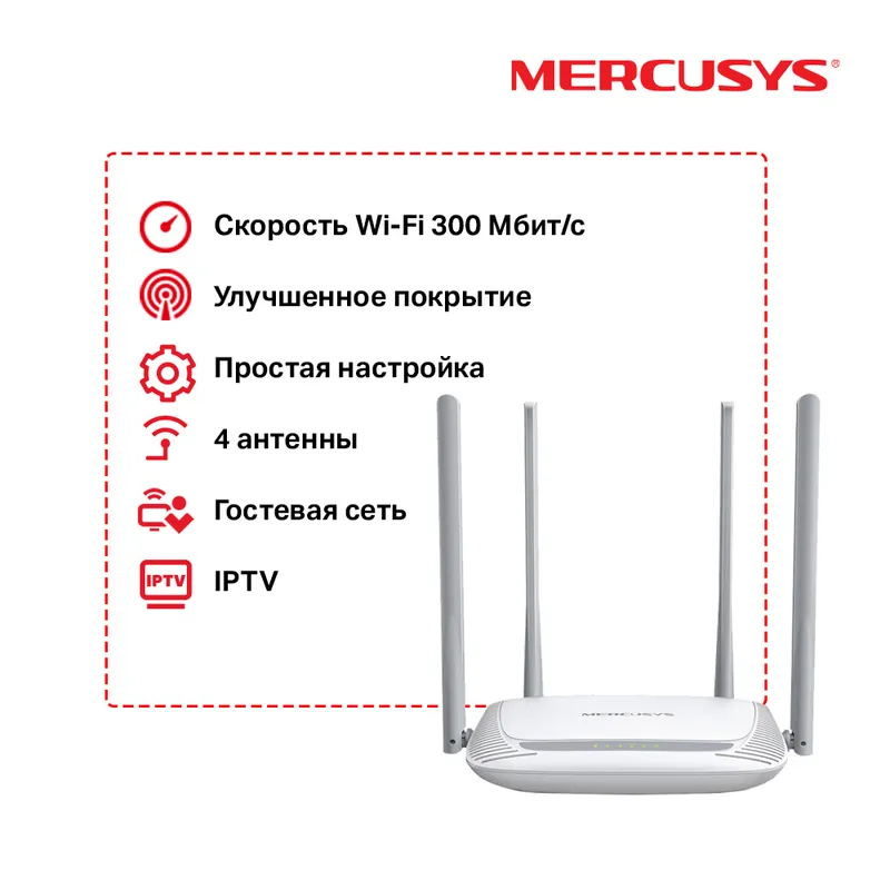 Роутер беспроводной Mercusys MW325R N300 10/100BASE-TX белый