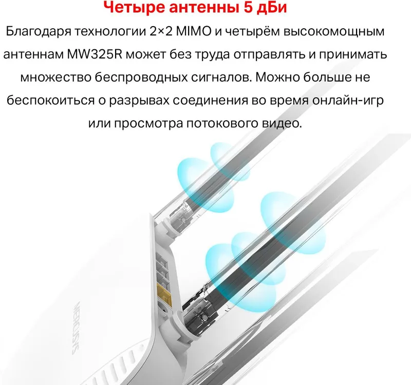 Роутер беспроводной Mercusys MW325R N300 10/100BASE-TX белый