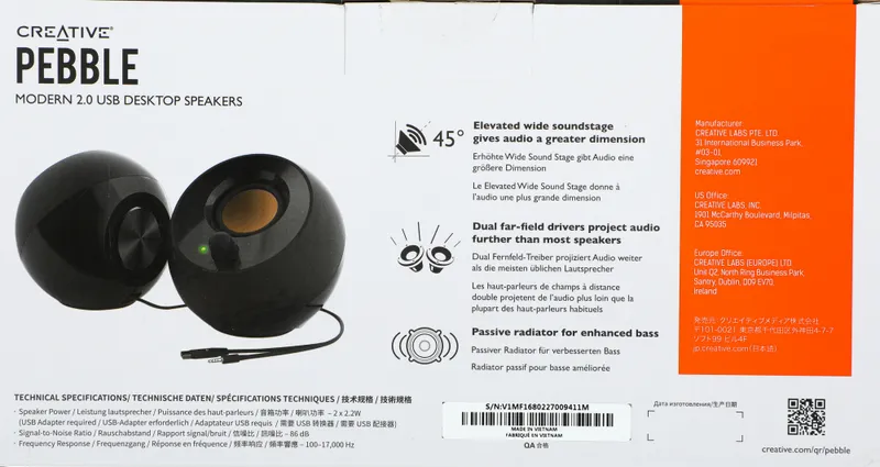 Колонки Creative PEBBLE MF1680 2.0 черный 4.4Вт