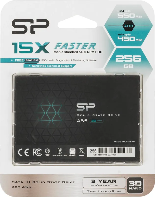 Накопитель SSD Silicon Power SATA-III 256GB SP256GBSS3A55S25 Ace A55 2.5"