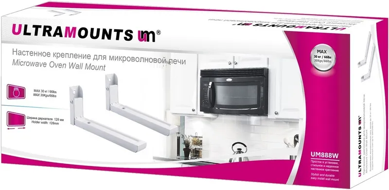 Кронштейн для СВЧ Ultramounts UM888W белый макс.30кг настенный фиксированный