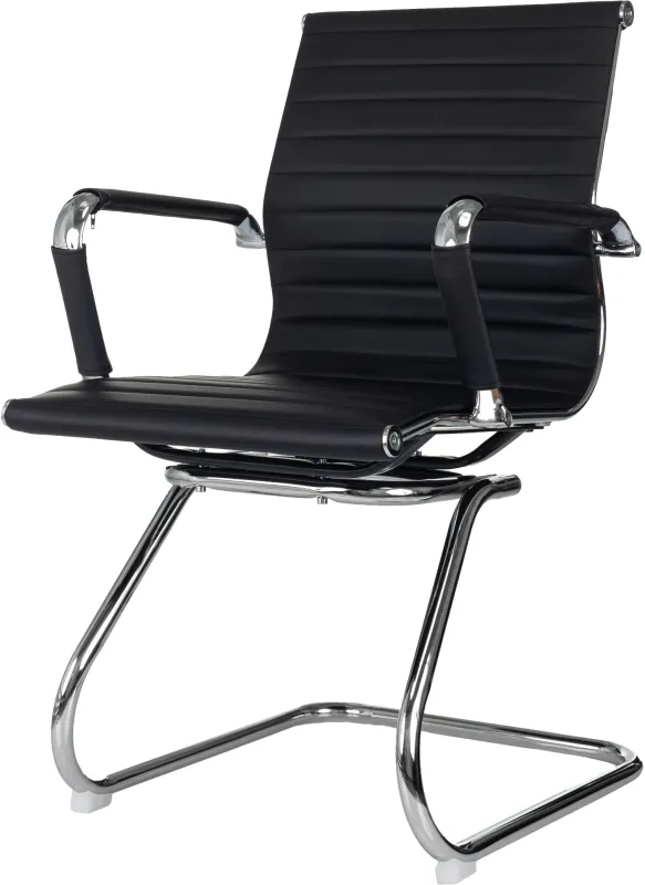 Кресло Бюрократ CH-883-LOW-V черный эко.кожа низк.спин. полозья металл хром