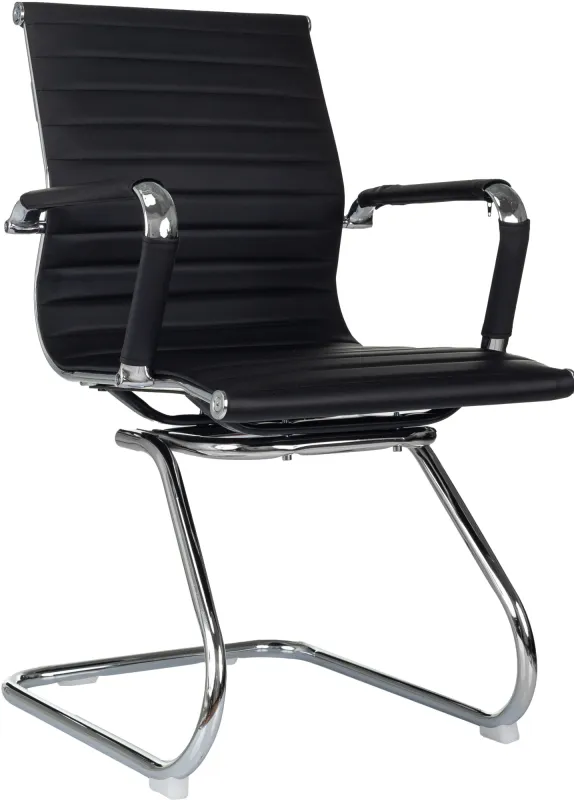 Кресло Бюрократ CH-883-LOW-V черный эко.кожа низк.спин. полозья металл хром