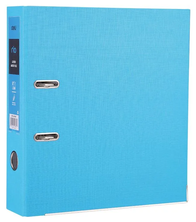 Папка-регистратор Deli EB20130 A4 75мм полипропилен/бумага синий разборная смен.карм. на кор.