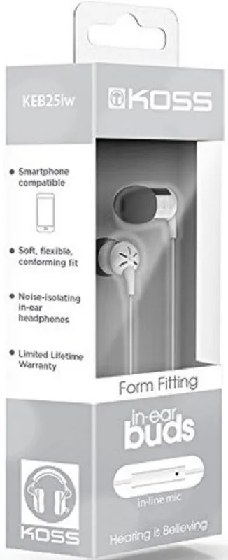 Гарнитура вкладыши Koss KEB25iW 1.2м белый проводные оголовье (15118055)