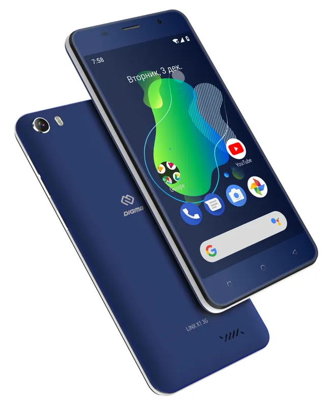 Смартфон Digma X1 3G Linx 16Gb 1Gb FM темно-синий моноблок 3G 2Sim 5" 720x1280 Android 8.1 8Mpix 802.11 b/g/n GPS GSM900/1800 GSM1900 TouchSc FM microSDHC max64Gb
