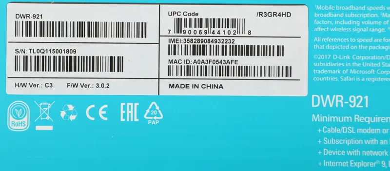 Роутер беспроводной D-Link DWR-921 N300 10/100/1000BASE-TX черный