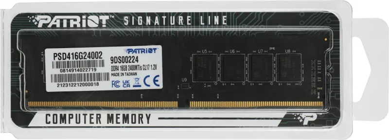 Память DDR4 16Gb 2400MHz Patriot PSD416G24002 Signature RTL PC4-17000 CL17 DIMM 288-pin 1.2В dual rank Ret