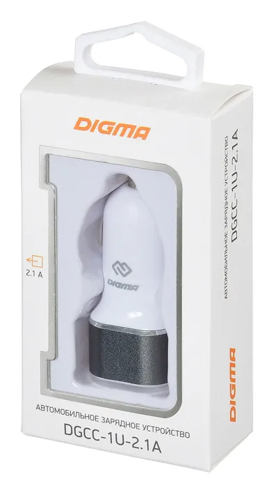 Автомобильное зар./устр. Digma DGCC-1U-2.1A-WG 10.5W 2.1A USB универсальное белый