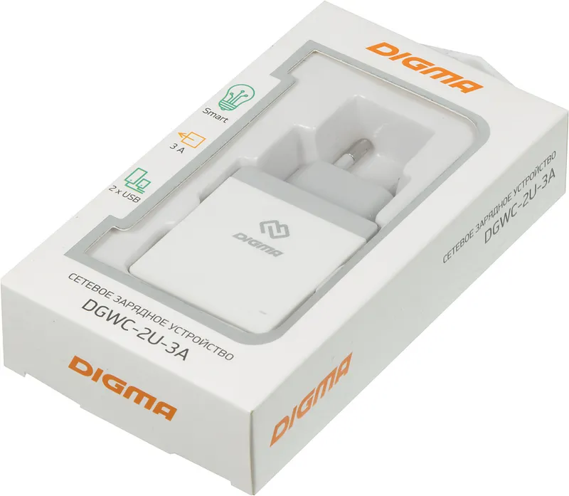 Сетевое зар./устр. Digma DGWC-2U-3A-WG 15.5W 3.1A+1A 2xUSB универсальное белый
