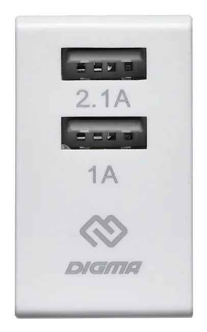Сетевое зар./устр. Digma DGWC-2U-3A-WG 15.5W 3.1A+1A 2xUSB универсальное белый