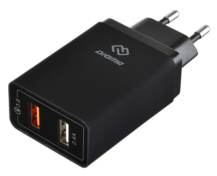 Сетевое зар./устр. Digma DGWC-2U-QC3.0-BK 30W 3A (QC) 2xUSB универсальное черный