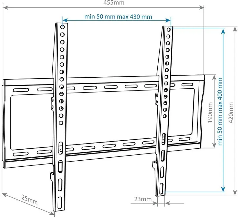 Кронштейн для телевизора Arm Media STEEL-3 new черный 22"-65" макс.50кг настенный фиксированный