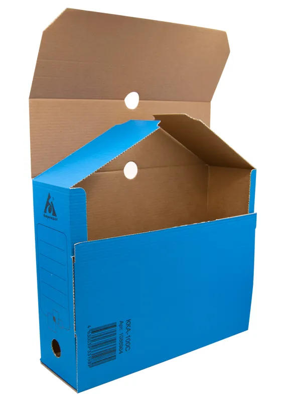 Короб архивный Бюрократ ККА-100C микрогофрокартон корешок 100мм A4 340x255x100мм синий