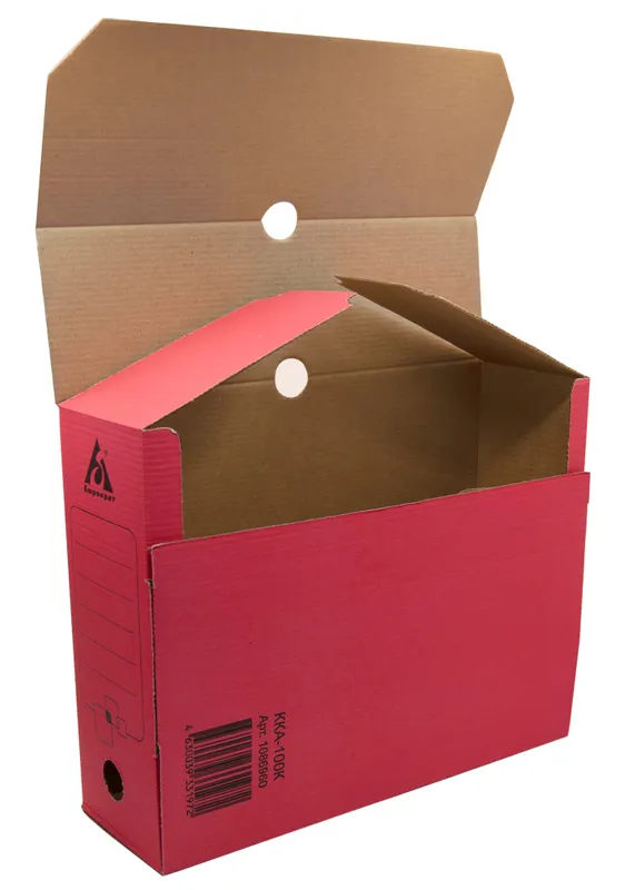 Короб архивный Бюрократ ККА-100К микрогофрокартон корешок 100мм A4 340x255x100мм красный