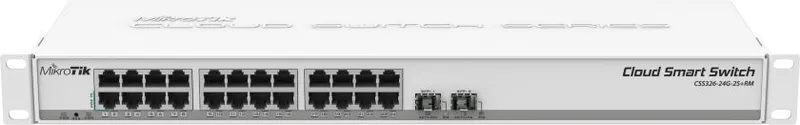 Коммутатор MikroTik Cloud Smart Switch 326-24G-2S+RM with 24 x Gigabit Ethernet ports, 2x SFP+ cages, SwOS, 1U rackmount case, PSU