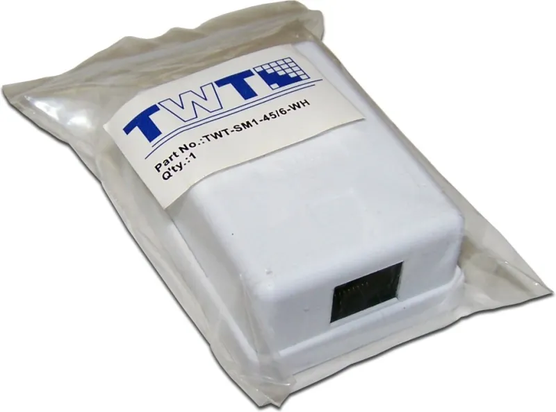 Настенная розетка, 1 порт RJ-45 категории 6, UTP, белая