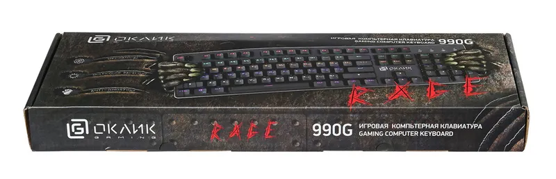 Клавиатура Оклик 990G RAGE механическая черный USB Multimedia for gamer LED