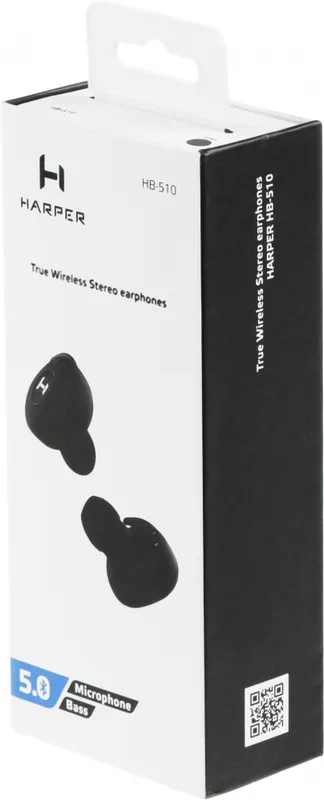 Гарнитура вкладыши Harper HB-510 черный беспроводные bluetooth в ушной раковине (H00002183)
