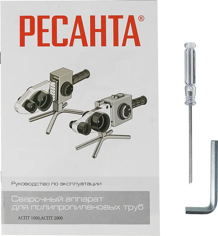 Сварочный аппарат для пластиковых труб Ресанта АСПТ-1000 1кВт Тмакс.:300 парн.насад. 6насад. (кейс в компл.) (65/54)
