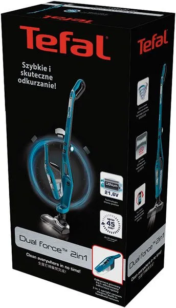 Пылесос ручной Tefal TY6751WO 750Вт голубой/черный