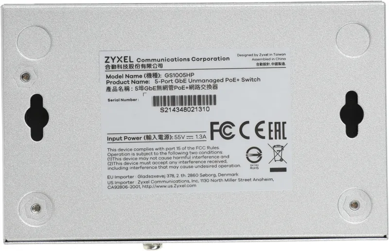 Коммутатор Zyxel GS1005HP-EU0101F (L2) 5x1Гбит/с 4PoE+ 60W неуправляемый