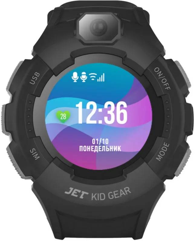 Смарт-часы Jet Kid Gear 50мм 1.44" TFT черный (GEAR GREY+BLACK)