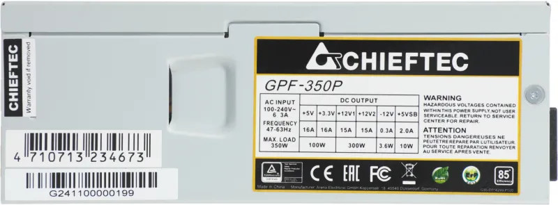 Chieftec Smart GPF-350P (ATX 2.3, 350W, TFX, Active PFC, 80mm fan, 80 PLUS BRONZE) OEM