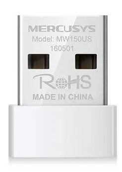 MERCUSYS N150 Мини Wi-Fi USB-адаптер, до 150 Мбит/с на 2,4 ГГц, 1 встроенная антенна, порт USB 2.0