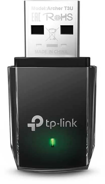 TP-Link Archer T3U, AC1300 Двухдиапазонный мини Wi-Fi USB адаптер, до 400 Мбит/с на 2,4 ГГц + до 867 Мбит/с на 5 ГГц, USB 3.0ОСОБЕННОСТИ: MU-MIMO