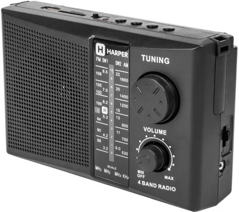 Радиоприемник настольный Harper HDRS-288 черный USB SD