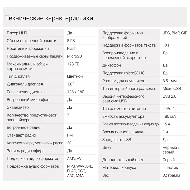 Плеер Hi-Fi Flash Digma S4 8Gb черный/серый/1.8"/FM/microSDHC