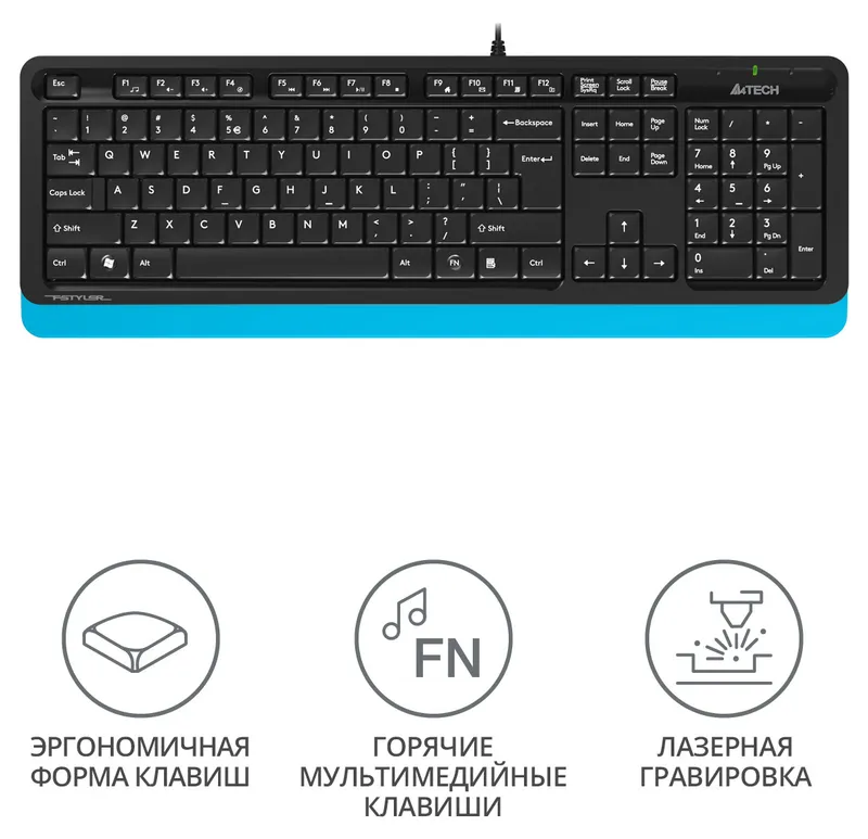 Клавиатура A4Tech Fstyler FK10 черный/синий USB