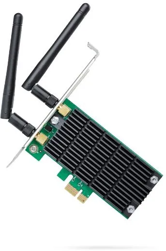TP-Link Archer T4E, AC1200 Двухдиапазонный Wi-Fi адаптер PCI Express, до 300 Мбит/с на 2,4 ГГц + до 867 Мбит/с на 5 ГГц, 2 внешние антенны с высоким коэффициентом усиления