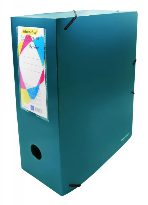 Папка архивная на резинке Silwerhof Perlen 311915-75 полипропилен 1мм корешок 100мм A4 зеленый металлик