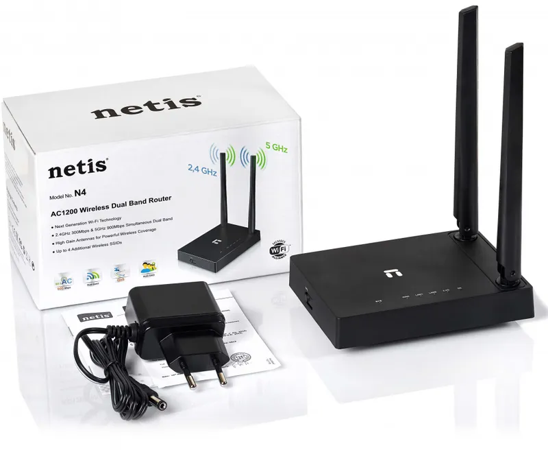Роутер беспроводной Netis N4 AC1200 10/100BASE-TX черный