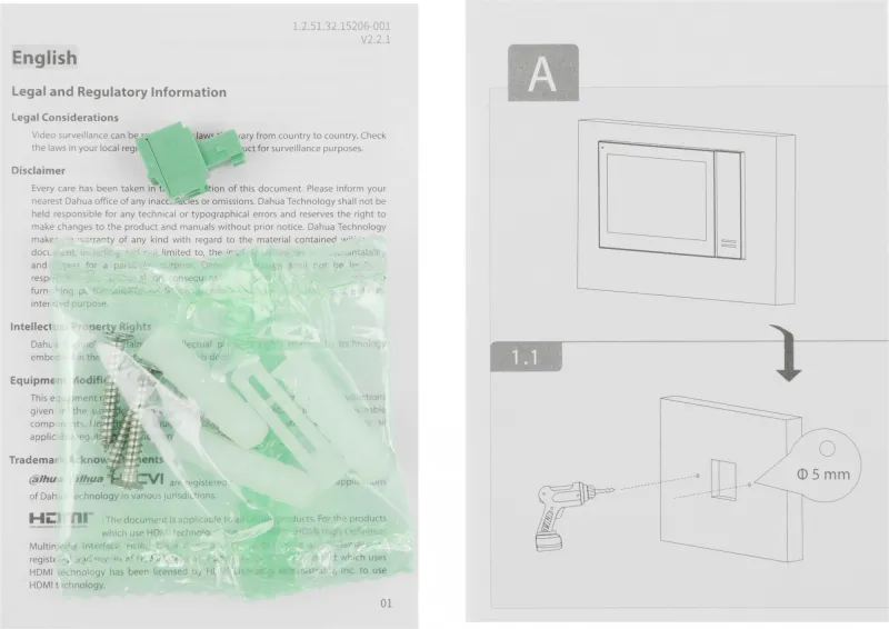 Видеодомофон Dahua DHI-VTH2421FW-P белый
