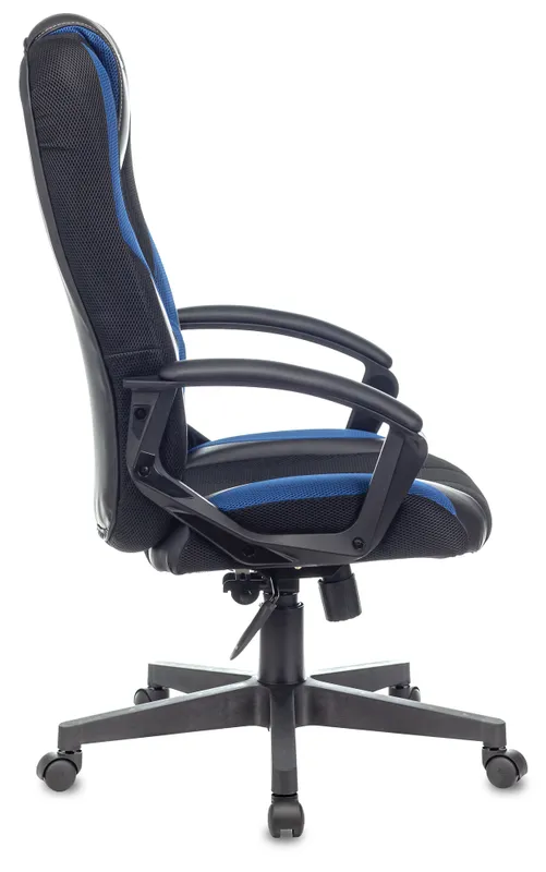 Кресло игровое Zombie VIKING-9 черный/синий текстиль/эко.кожа крестов. пластик