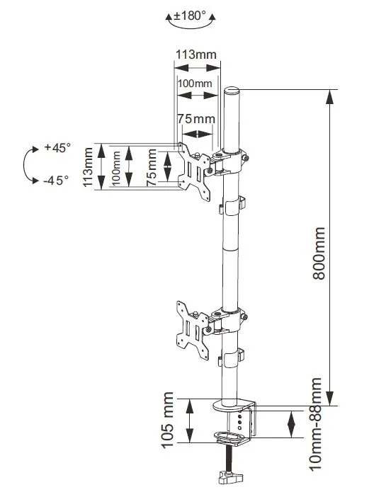 Кронштейн для мониторов ЖК Buro M063 черный 17"-27" макс.8кг крепление к столешнице поворот и наклон
