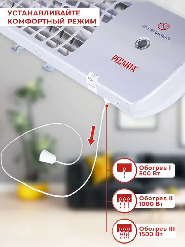 Обогреватель инфракрасный Ресанта ИКО-1500Л 1500Вт белый
