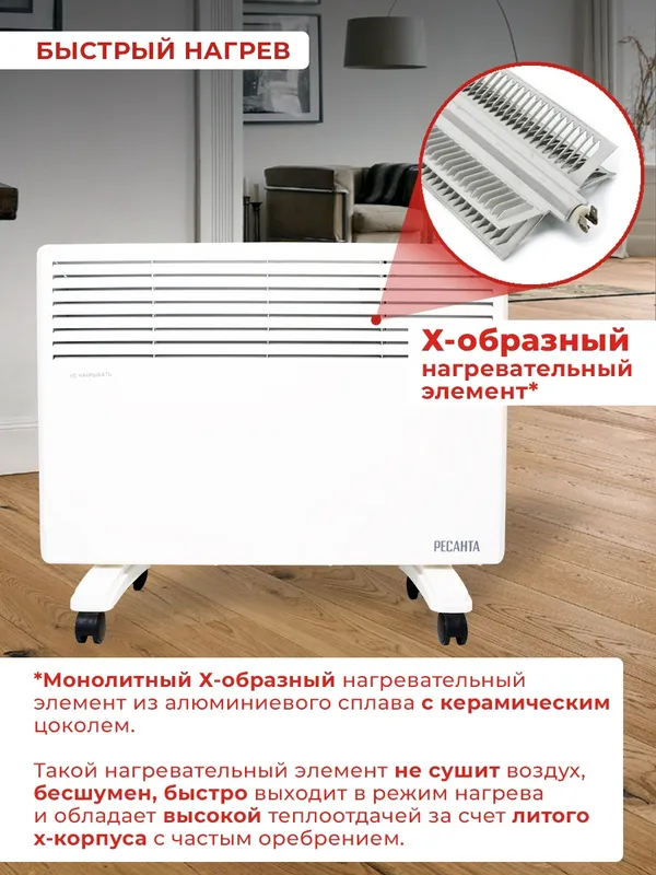 Конвектор Ресанта ОК-1500Е 1500Вт белый