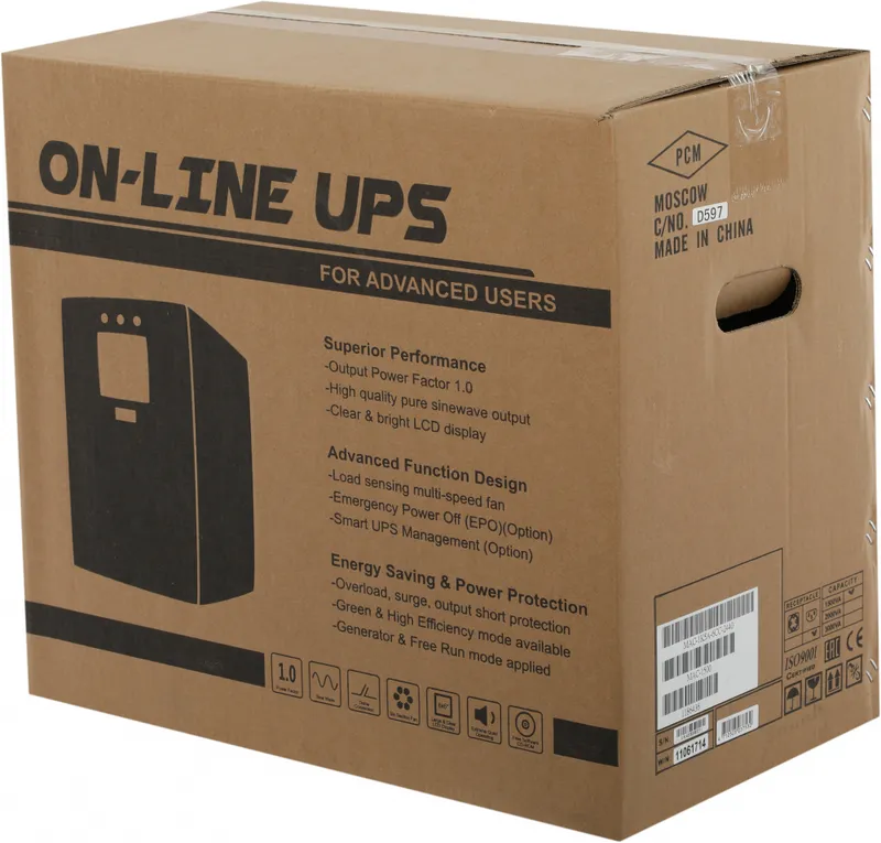 Powercom MACAN, On-Line, 1500VA/1500W, Tower, 6*IEC320-C13, Serial+USB, SNMP Slot (1186436)